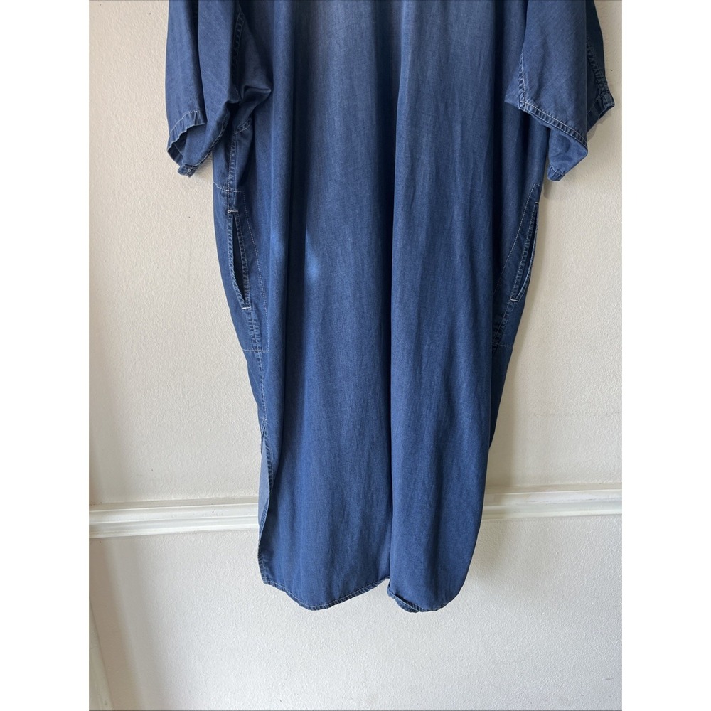 Alembika Blue Asymmetric Denim Long Denim Dress  Resort Lagenlook S/M Oversize - Picture 14 of 14